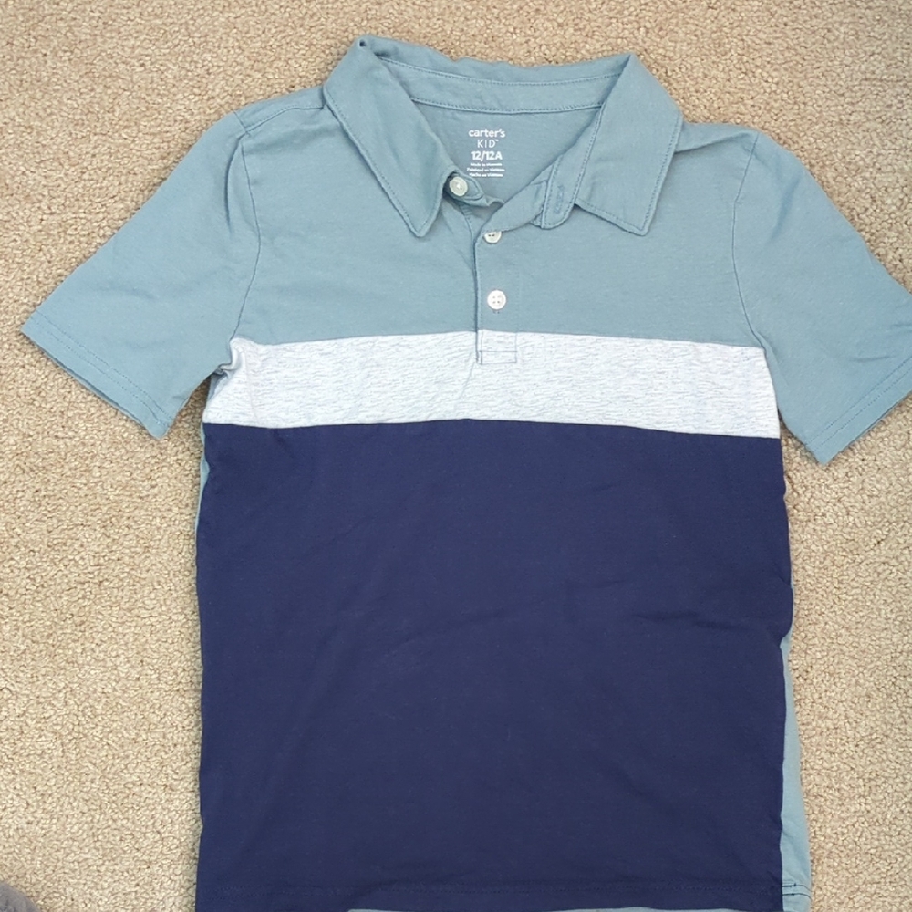 Carter's Kids Polo Shirt - Teal, Light Gray, and Navy